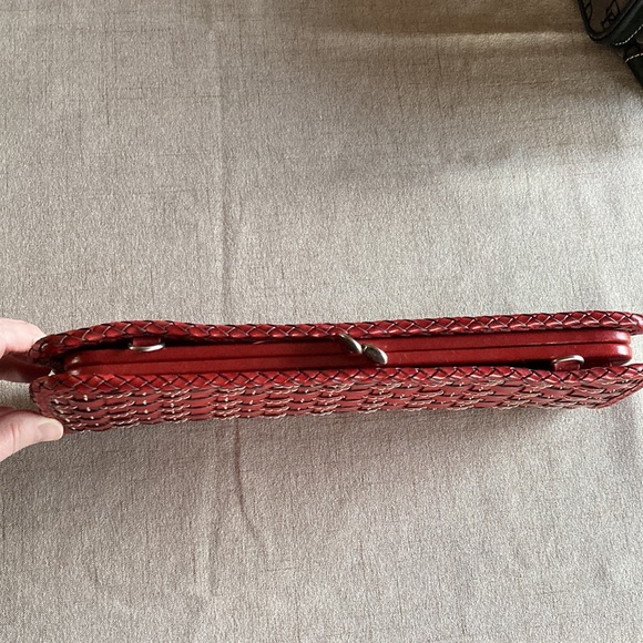 Vintage Elliott Luca Leather Woven Clutch Bag in Red - Picture 5 of 16